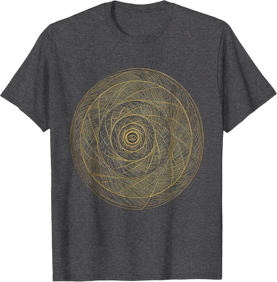 Men's Golden Spiral Sacred Geometry Math Enthusiast T-Shirt - Dark Heather Grey