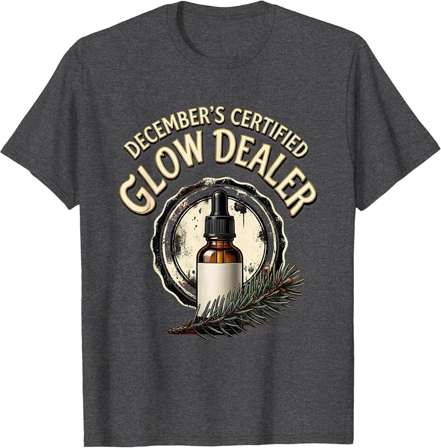 Men's December's Certified Glow Dealer Esthetician Dermatology T-Shirt - Dark Heather Grey