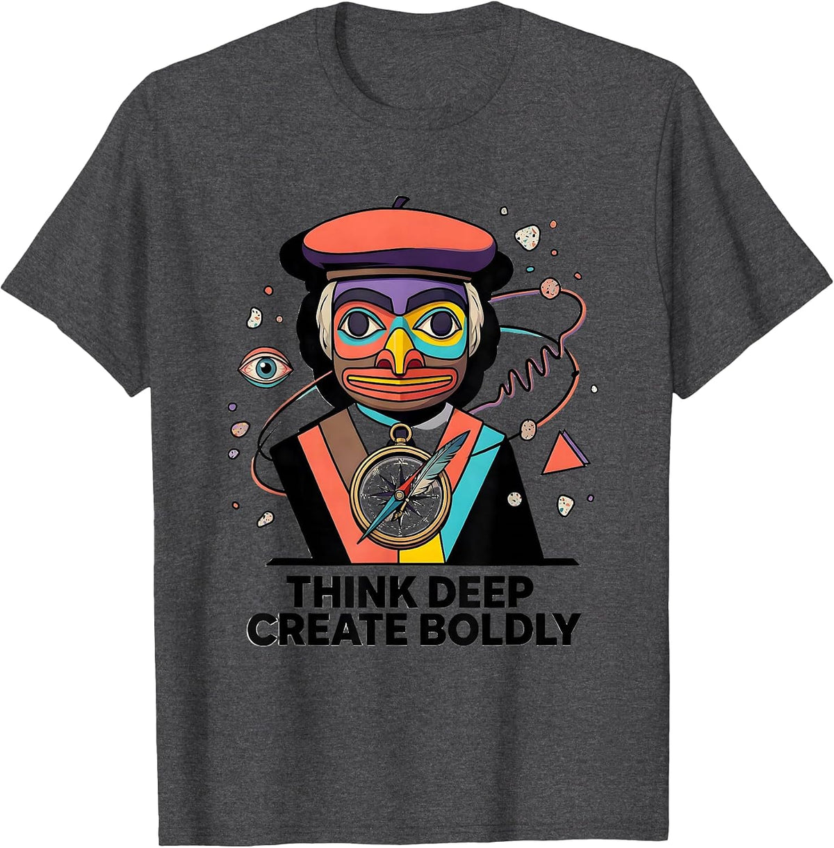 Think Deep Create Boldly Renaissance Men Design T-Shirt - Dark Heather Grey