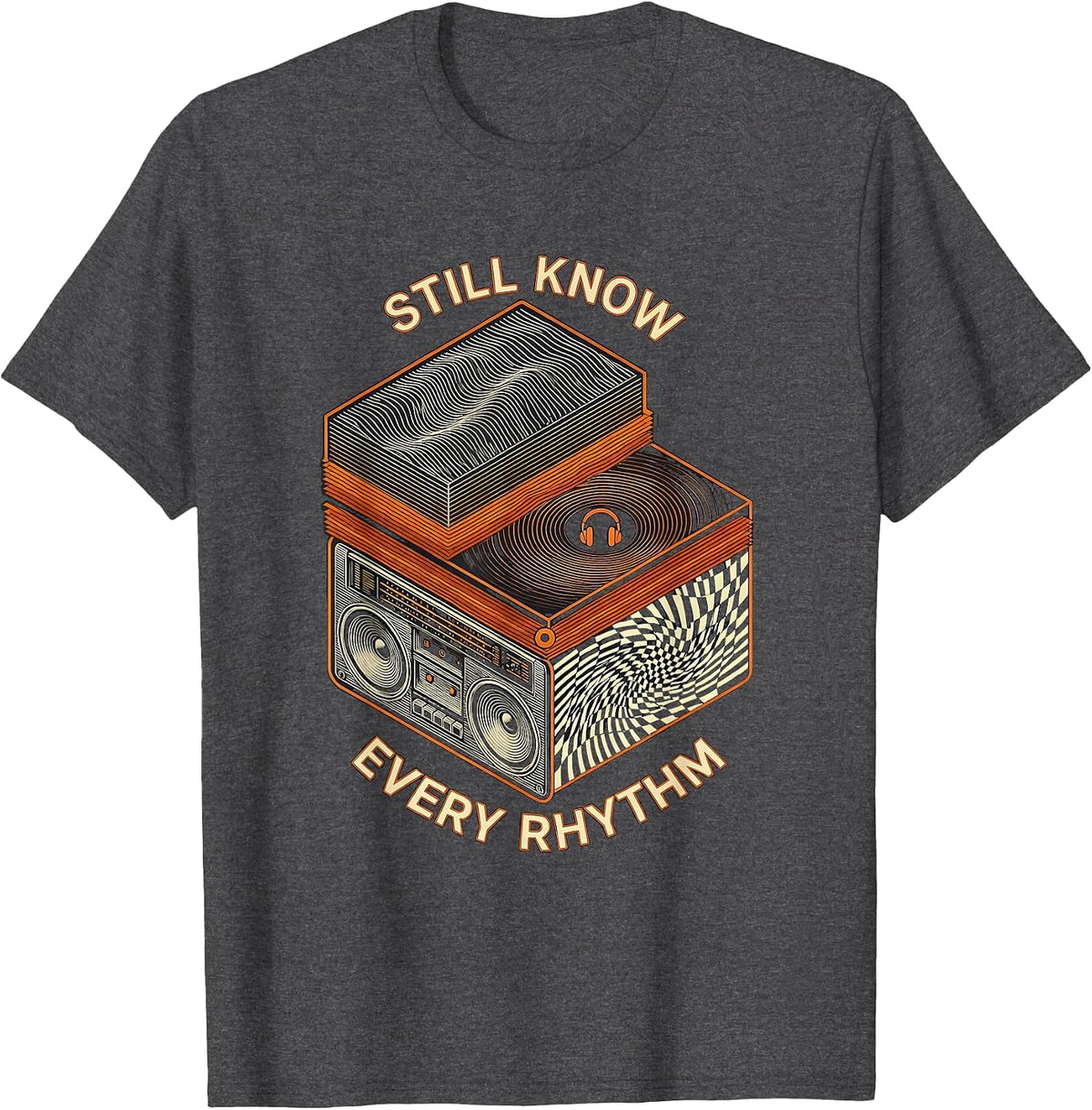 Still Know Every Rhythm 90s R&B Music Fan Op Art T-Shirt - Dark Heather Grey