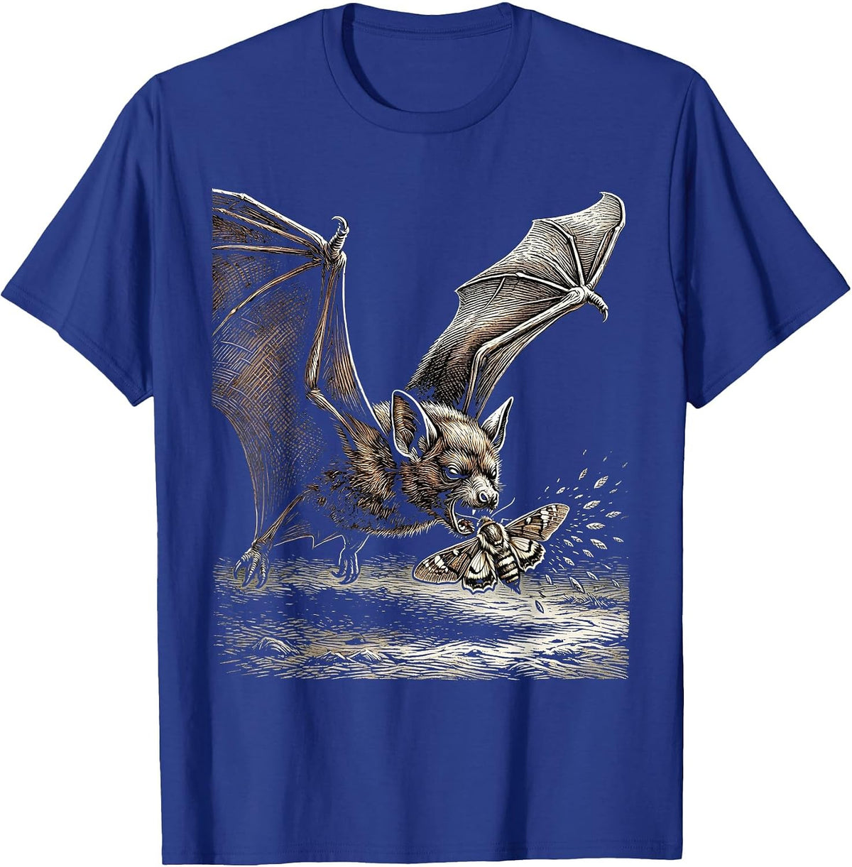 Men's Big Brown Bat Bold Relief Vintage Gothic Halloween Bat Lover T-Shirt - Royal Blue