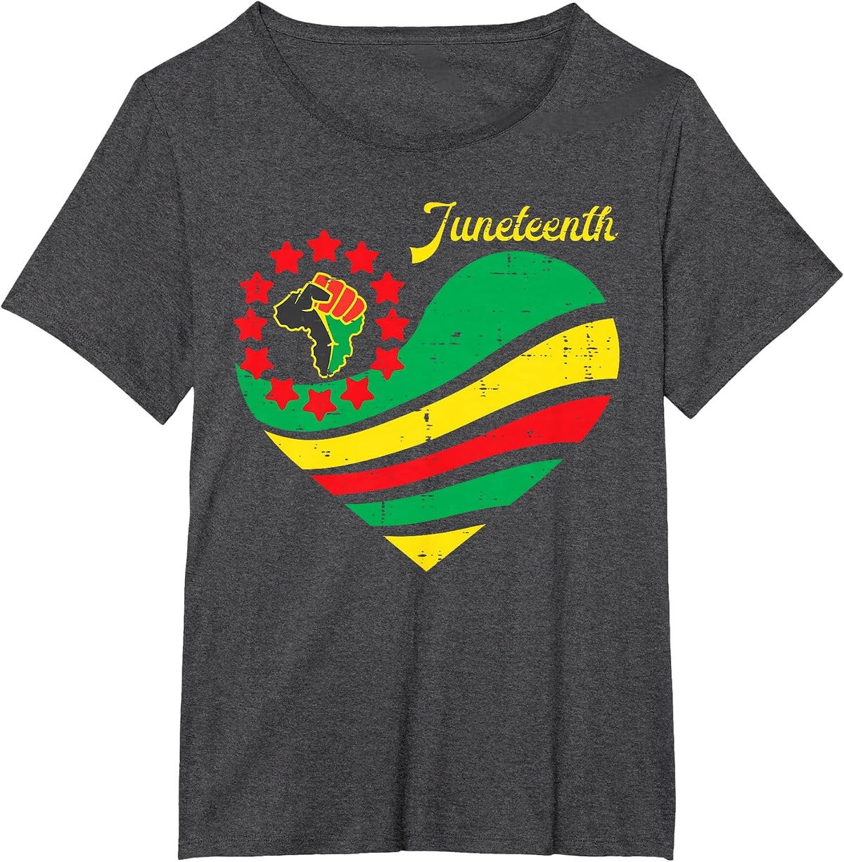 Juneteenth Heart Africa Fist June 19th 1865 Men Women Kids T-Shirt - Dark Heather Grey