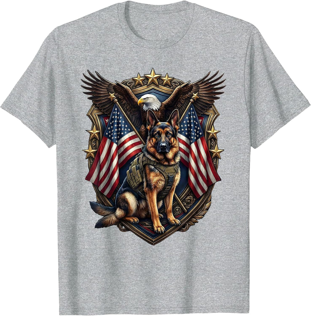 Men's K9 Tactical Dog Back the Blue Illustration T-Shirt - Heather Grey
