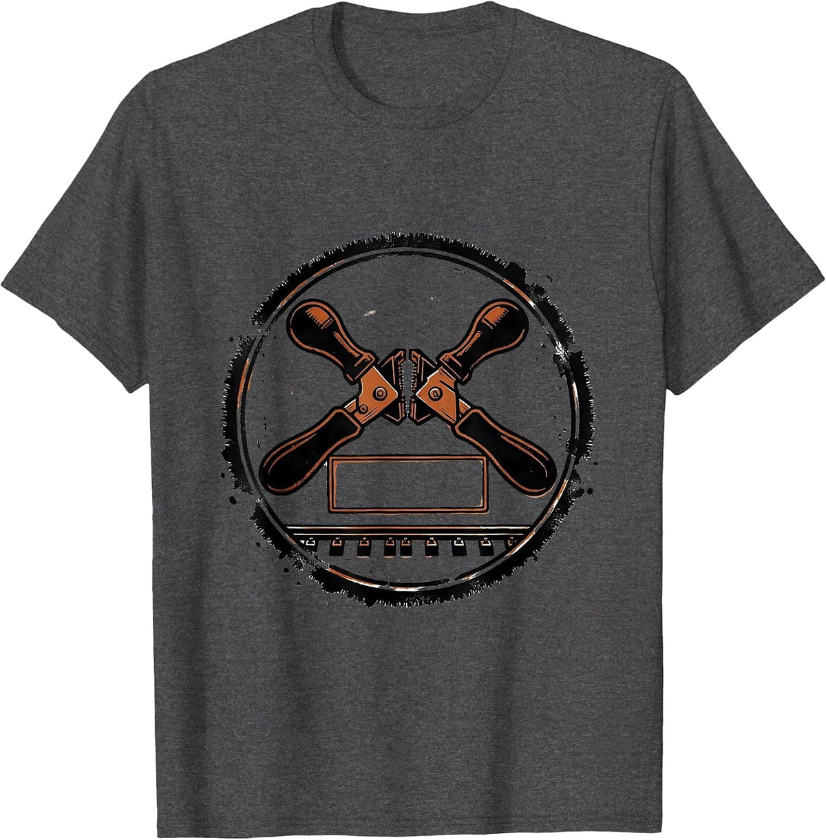 Men's Rubber Stamp Train Ticket Punch Train Enthusiast Humor T-Shirt - Dark Heather Grey