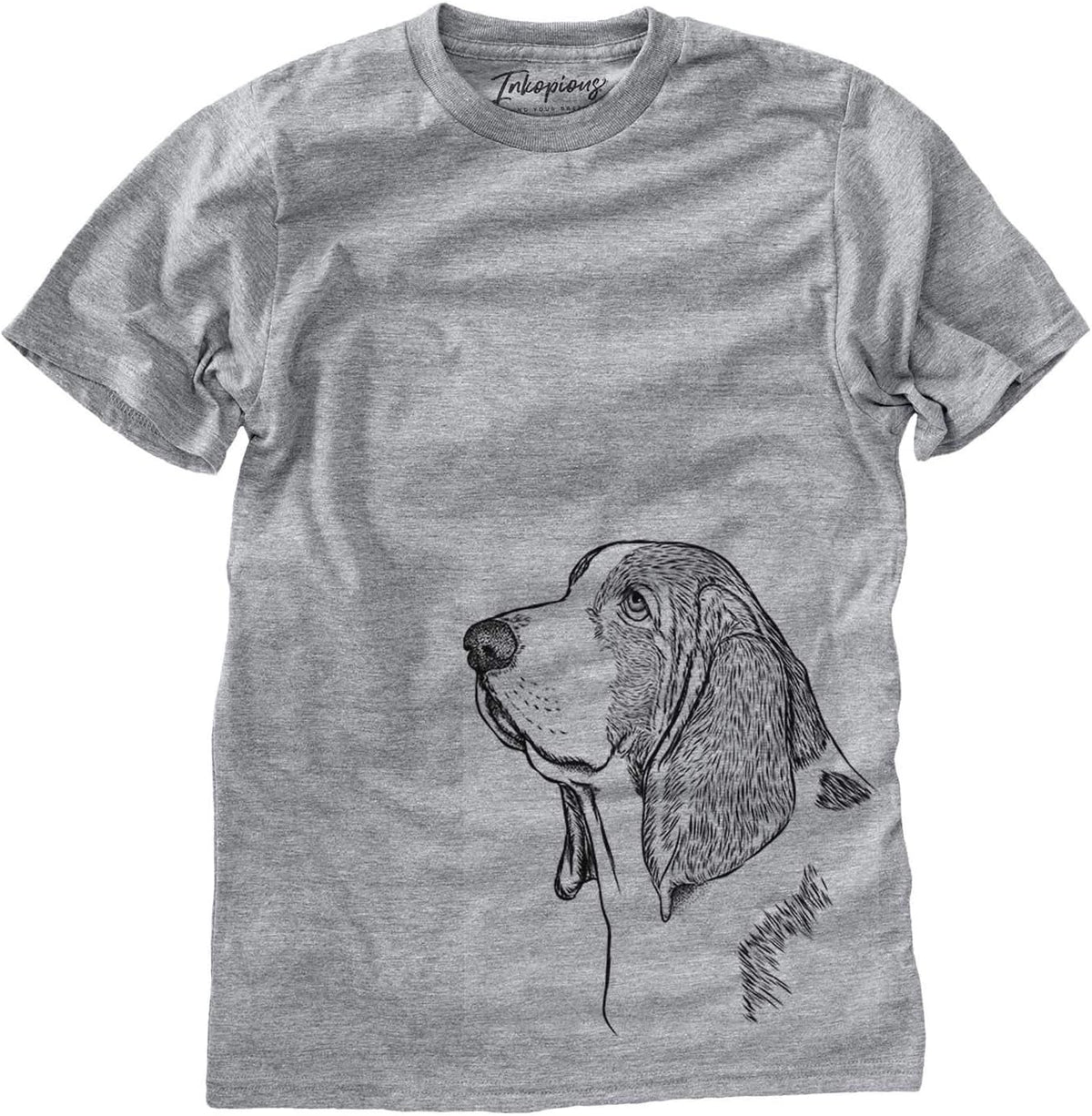 Inkopious Basset Hound Profile Triblend T-Shirt - Unisex Grey Crew Neck