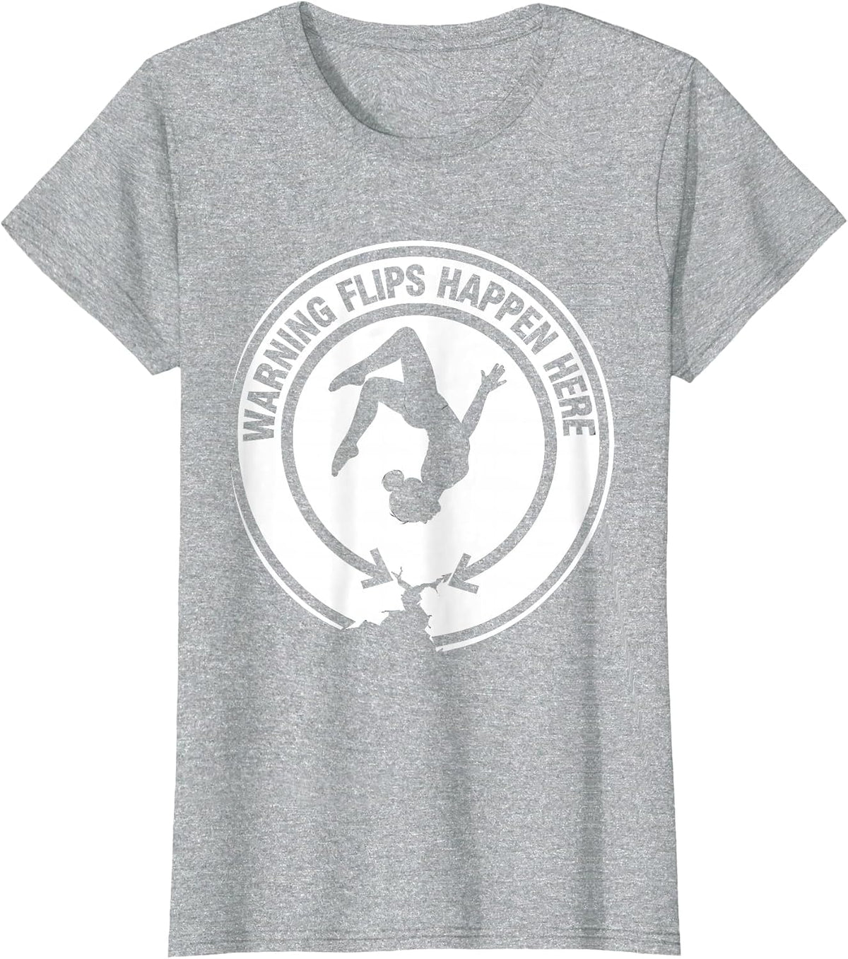 Warning Flips Happen Here Funny Gymnastics Girl Gift T-Shirt - Heather Grey