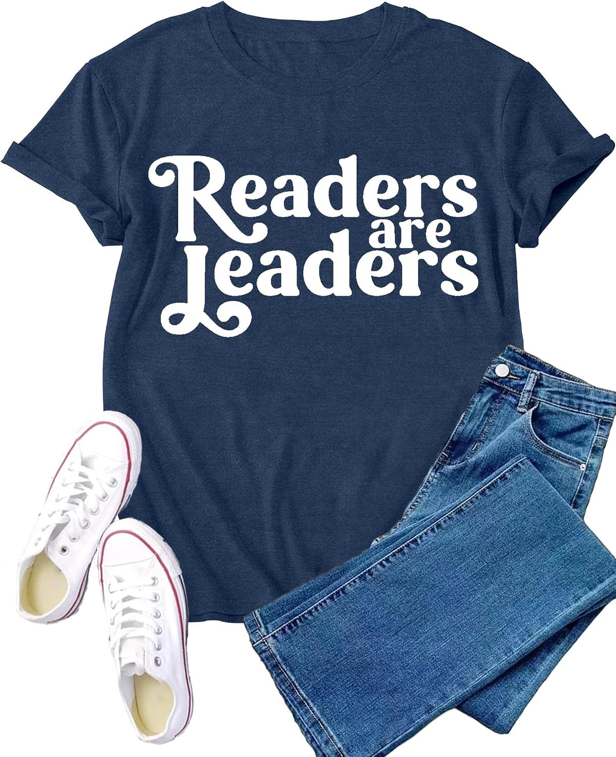 Reading Shirt for Women Readers are Leaders T-Shirt Book Lover Tee - Blue