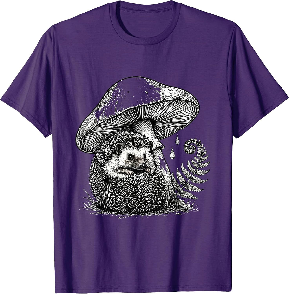 Men's Cute Hedgehog Round Art Animal Lover Gift T-Shirt - Purple