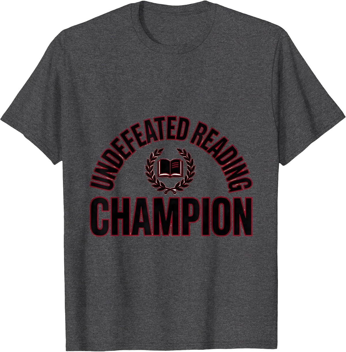 Men's Undefeated Reading Champion Retro Book Lover Literacy Humor T-Shirt - Dark Heather Grey