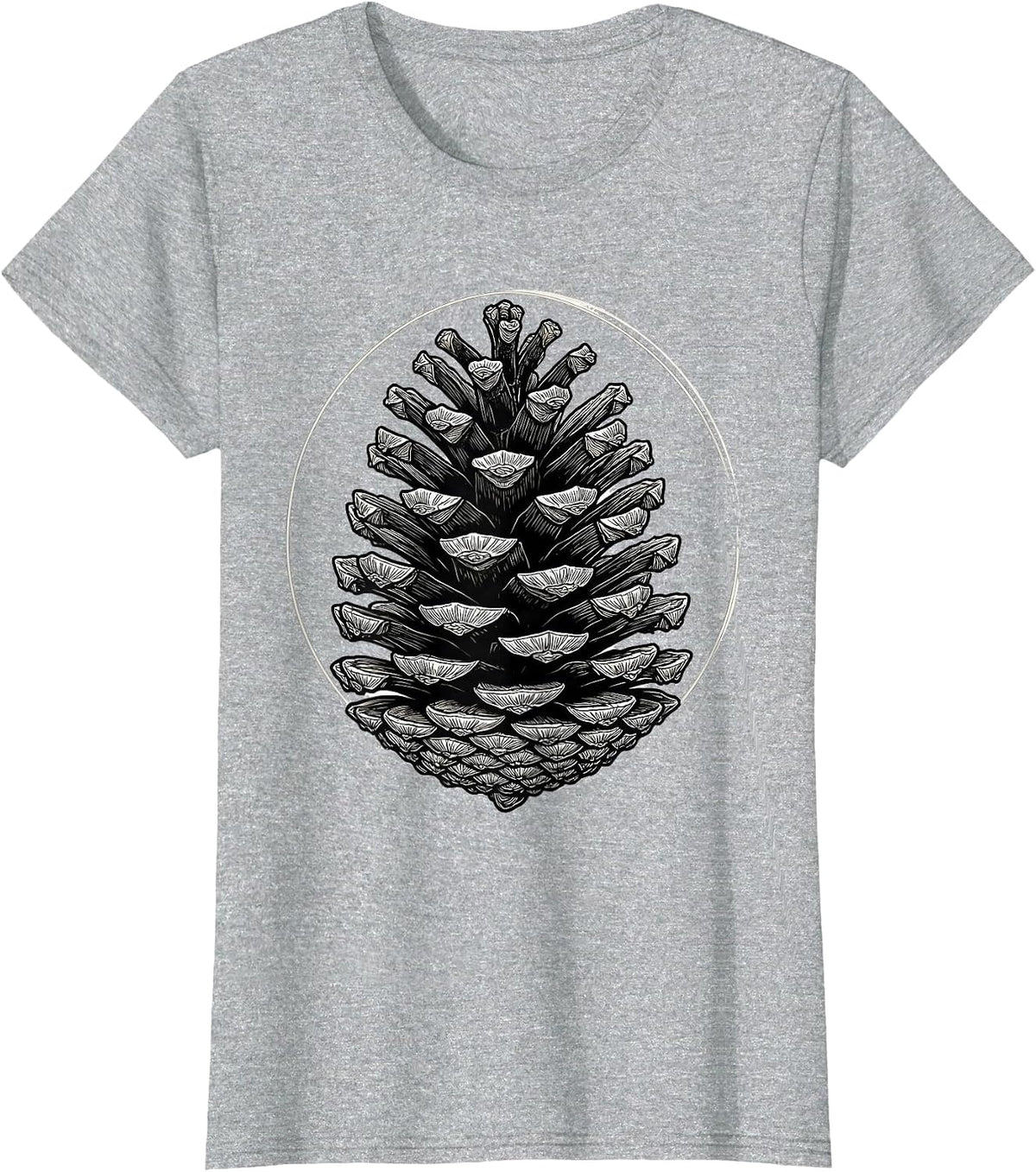 Pinecone Spiral Sacred Geometry Math Enthusiast T-Shirt - Heather Grey