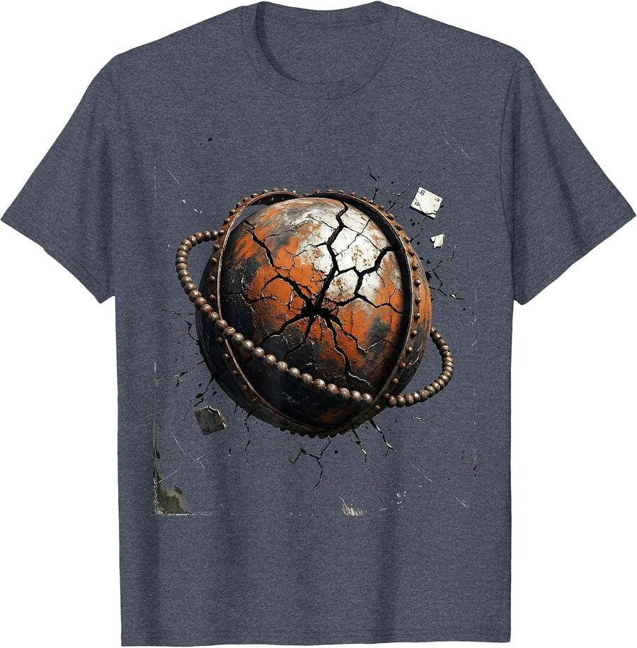 Distressed Atomic Orb Chemistry Nerd Humor T-Shirt - Heather Blue