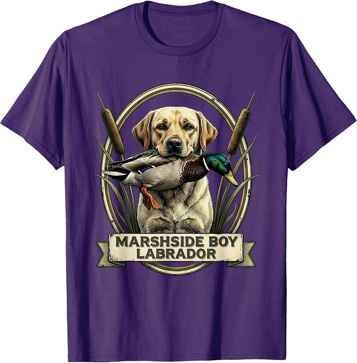 Men's Marshside Boy Labrador Vintage Hunting Dog Duck Pride T-Shirt - Purple