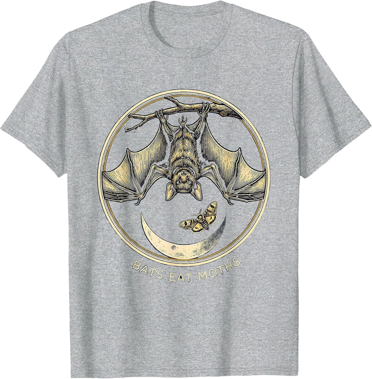 Men's Bats Eat Moths Vintage Gothic Bat Lover Nature Conservation T-Shirt - Heather Grey