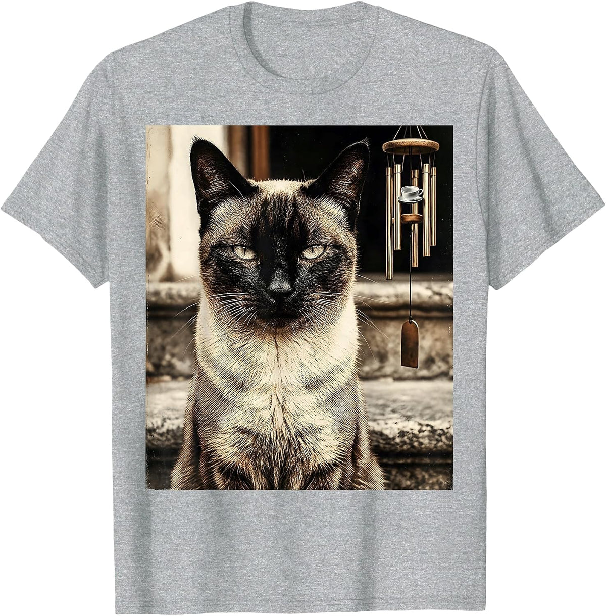 Men's Vintage Siamese Cat UFO Meme Funny Cat Gift T-Shirt - Heather Grey