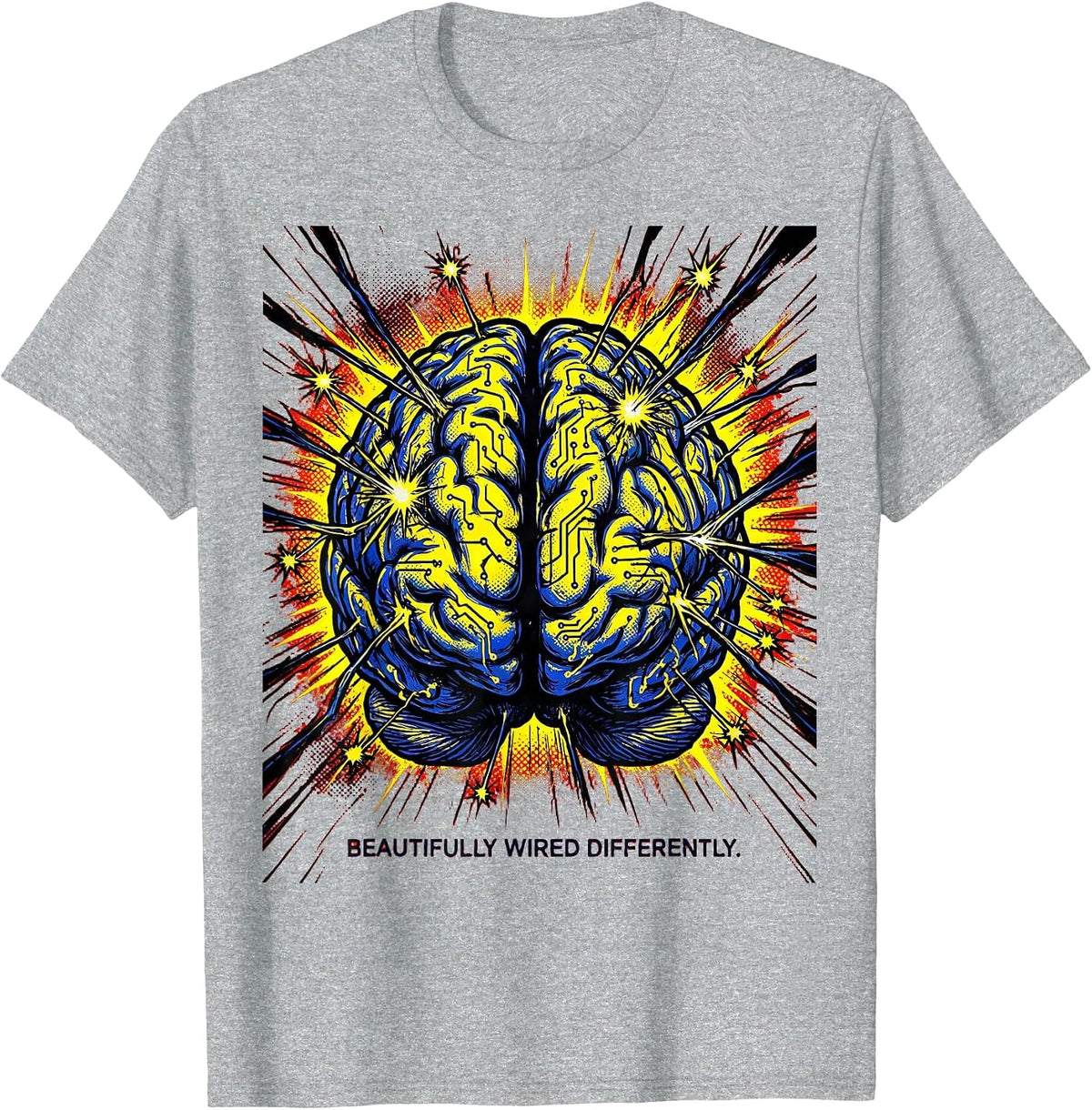 Men's Beautifully Wired Differently Neurodiversity Design T-Shirt - Heather Grey