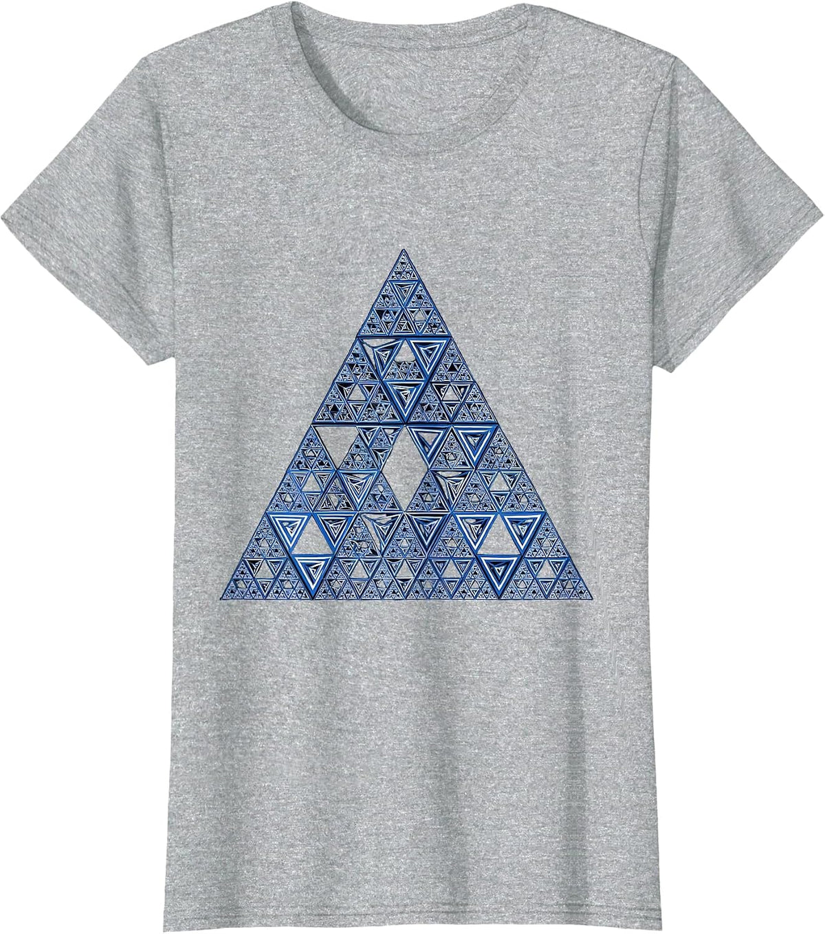 Infinite Triangles Fractal Math Teacher Design T-Shirt - Heather Grey