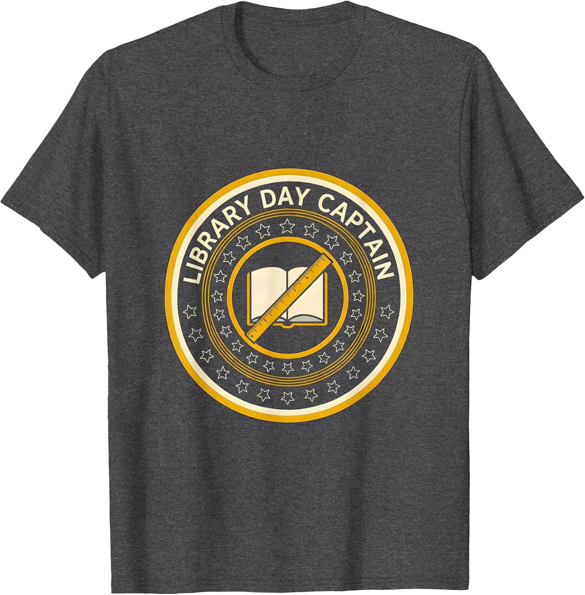Library Day Captain Geometric Book Lover Librarian Humor T-Shirt - Dark Heather Grey