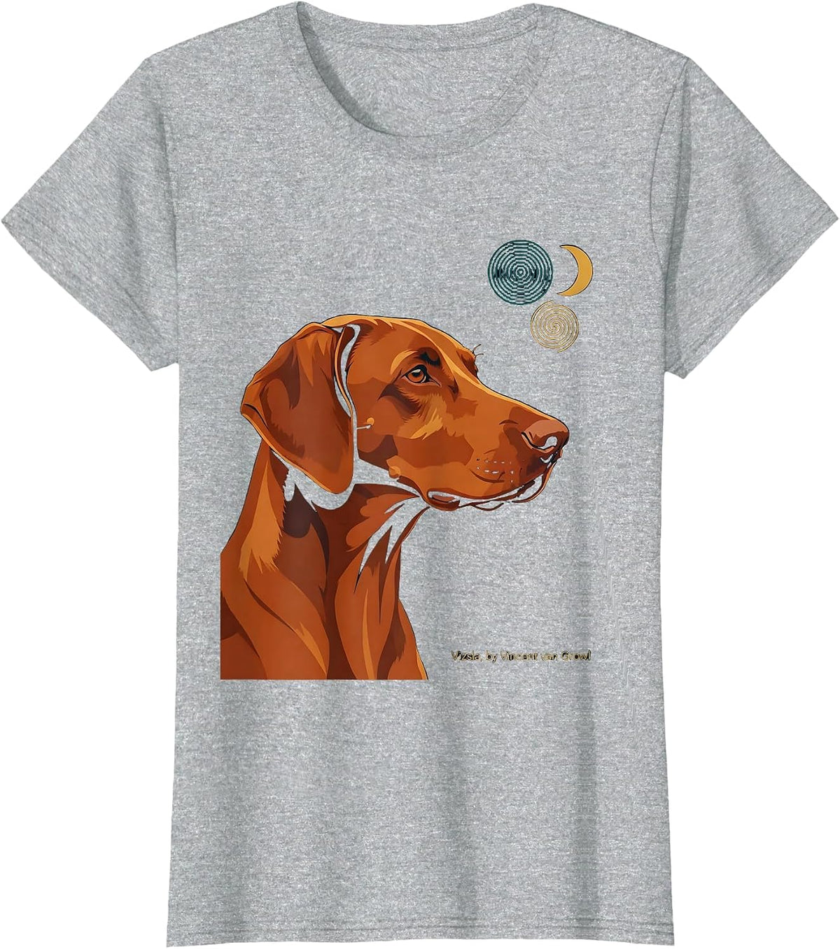 Vizsla, by Vincent van Growl Artistic Dog Portrait Breed T-Shirt - Heather Grey