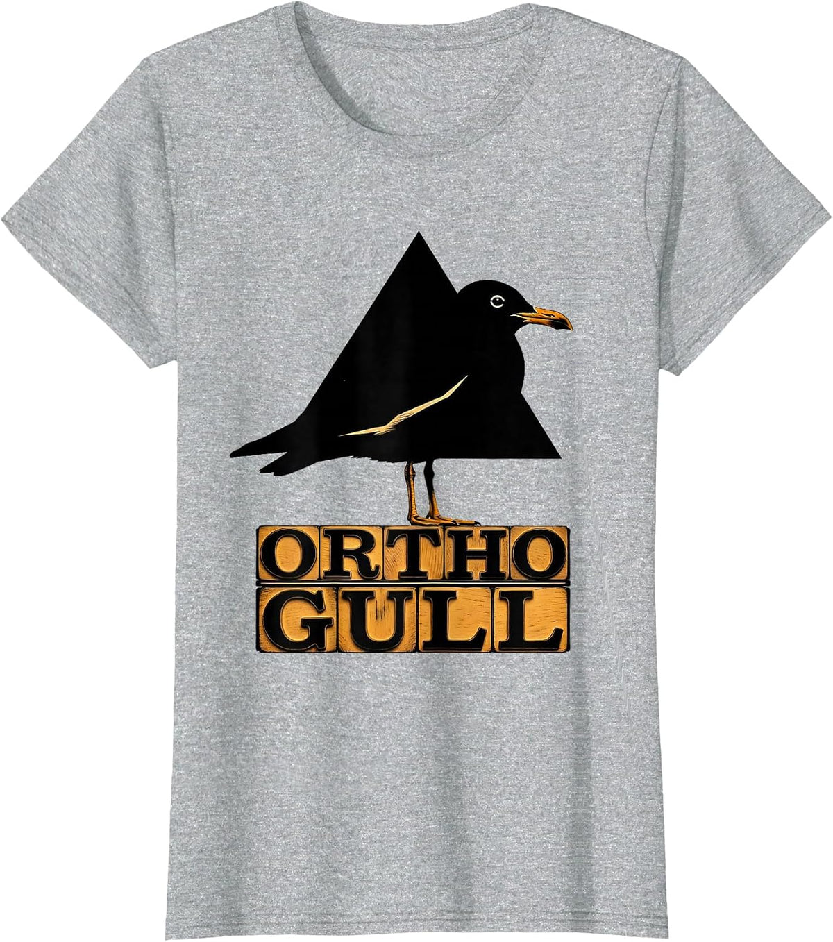Orthogull Triangle Bird Geometry Pun Funny Math Teacher T-Shirt - Heather Grey