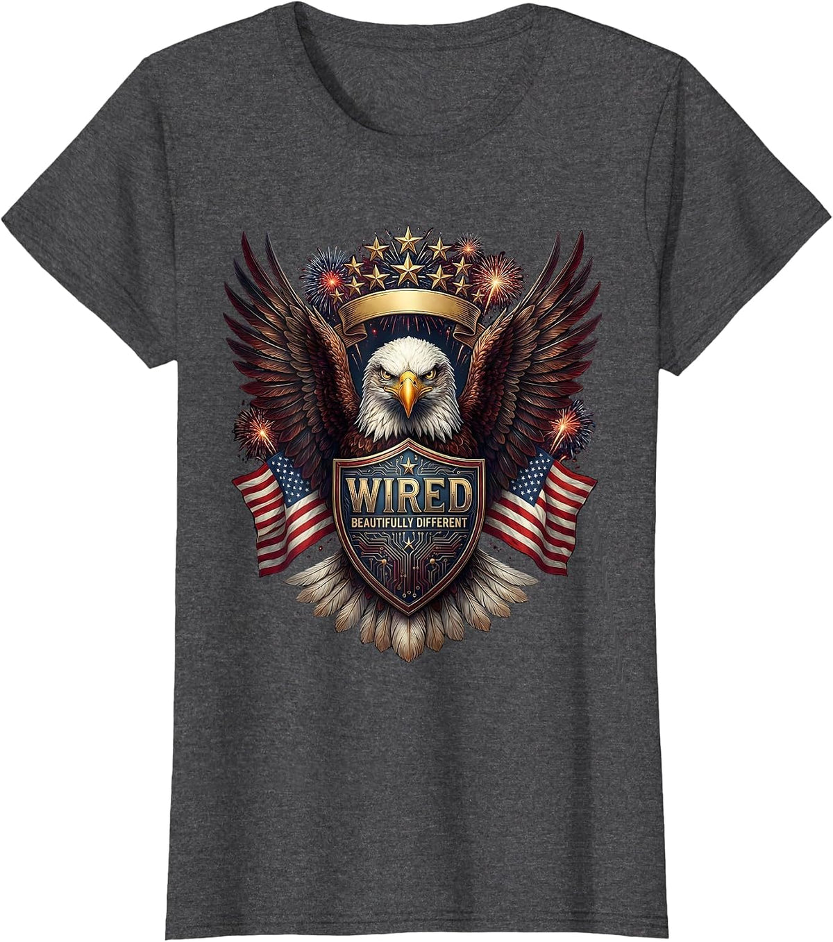 Women's Wired Beautifully Different Neurodiversity Design T-Shirt - Dark Heather Grey