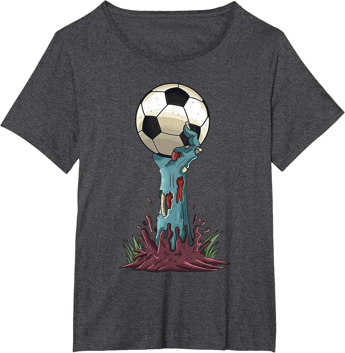 Zombie Hands Soccer Funny Horror Scary Halloween Costume T-Shirt - Dark Heather Grey