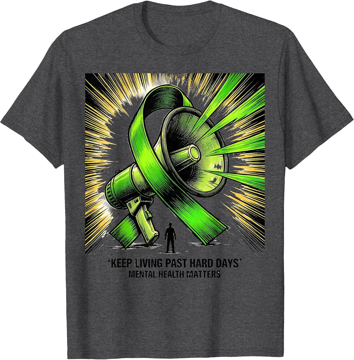 Men's Keep Living Past Hard Days Mental Health Matters T-Shirt - Dark Heather Grey