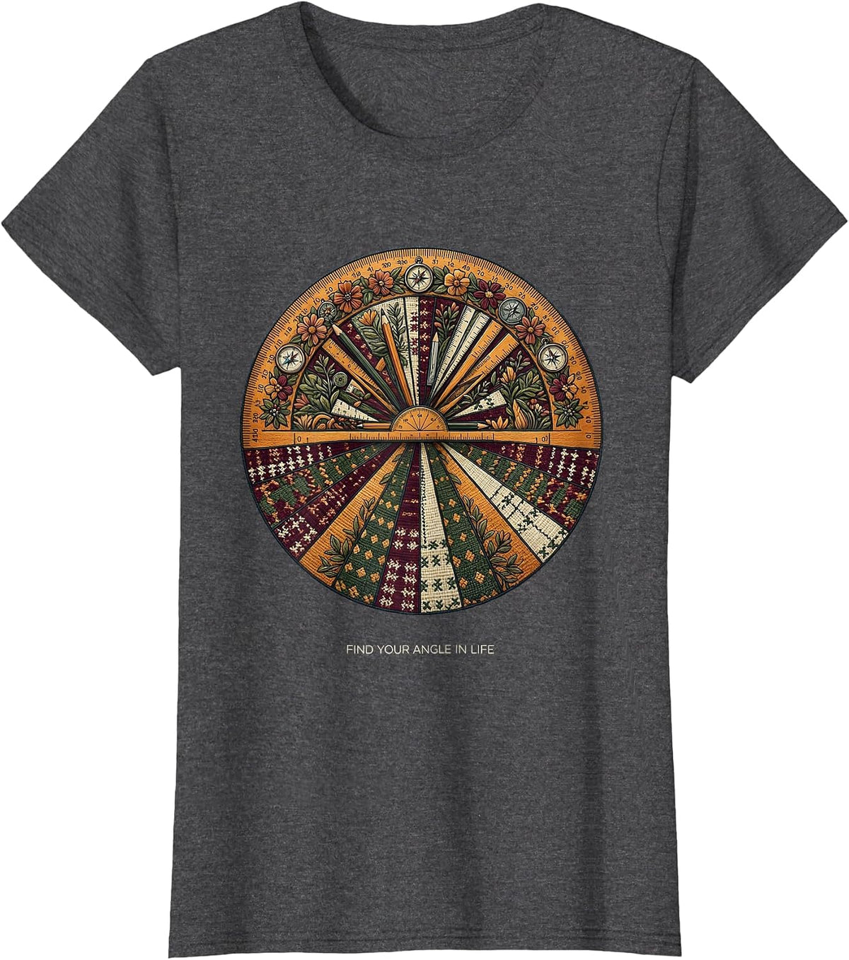 Women's Find Your Angle In Life Math Teacher Design T-Shirt - Dark Heather Grey