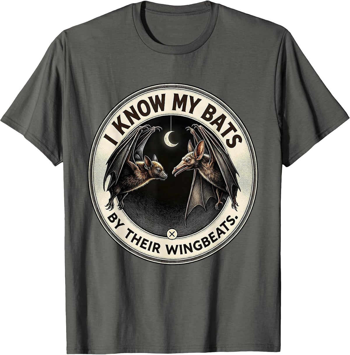 I Know My Bats By Their Wingbeats Vintage Bat Lover T-Shirt - Asphalt Grey