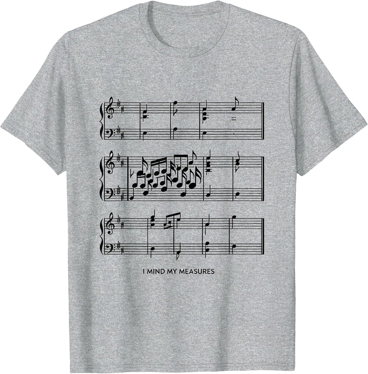 Men's I Mind My Measures Funny Musician Band Member Music Teacher T-Shirt - Heather Grey
