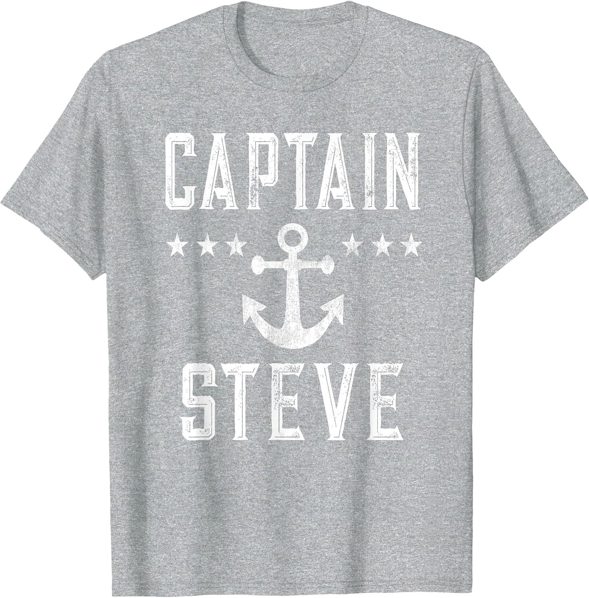 Captain Steve - Personalized Name Boating T-Shirt - Heather Grey