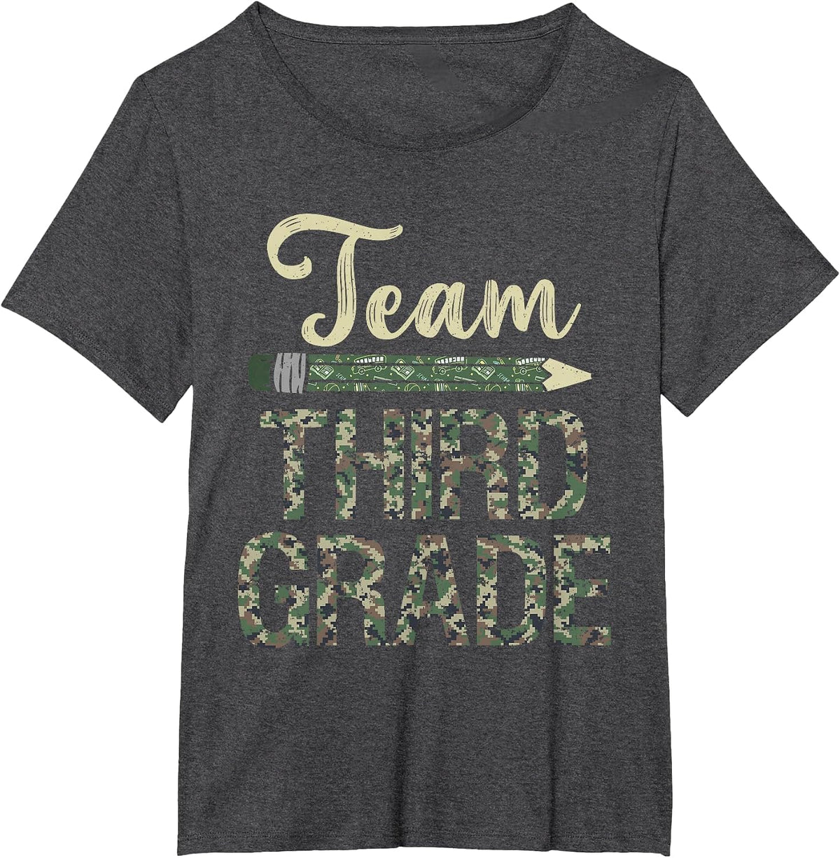 Team Third Grade Camo 3rd Grade Teacher Camouflage T-Shirt - Dark Heather Grey