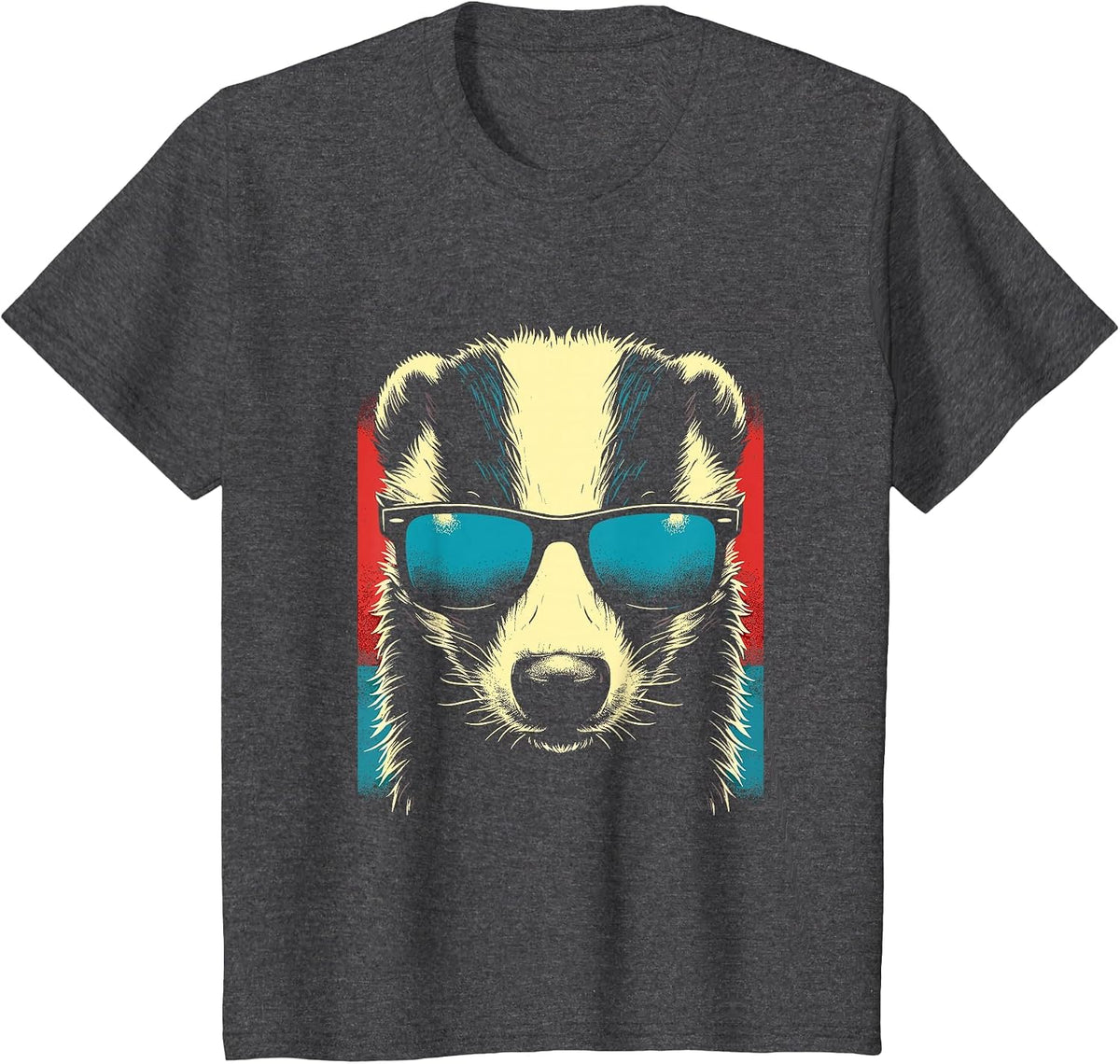 Retro Honey Badger with Sunglasses - Vintage Favorite Animal T-Shirt - Dark Heather Grey