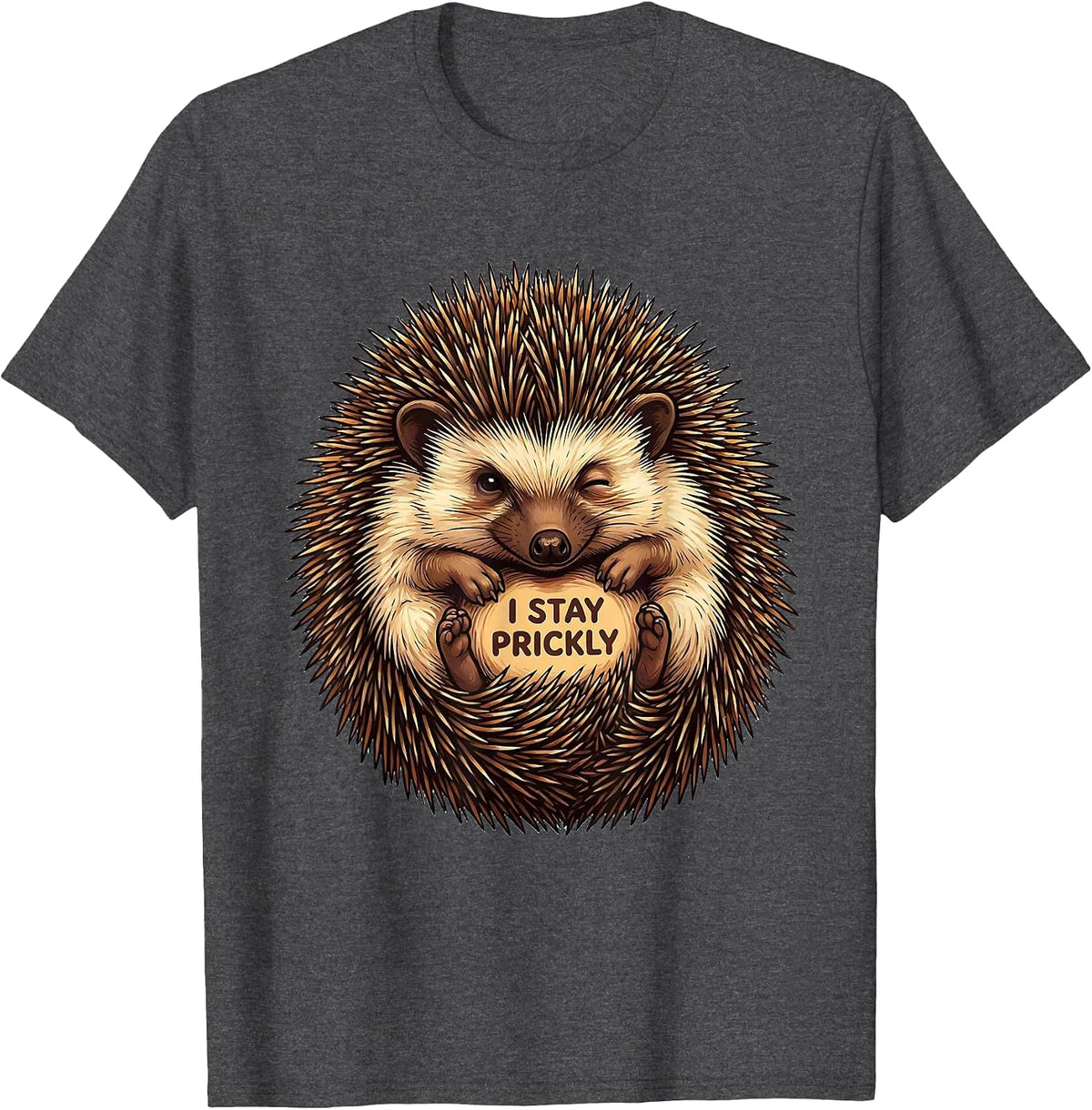 Men's I Stay Prickly Funny Hedgehog Lover Novelty Gift T-Shirt - Dark Heather Grey