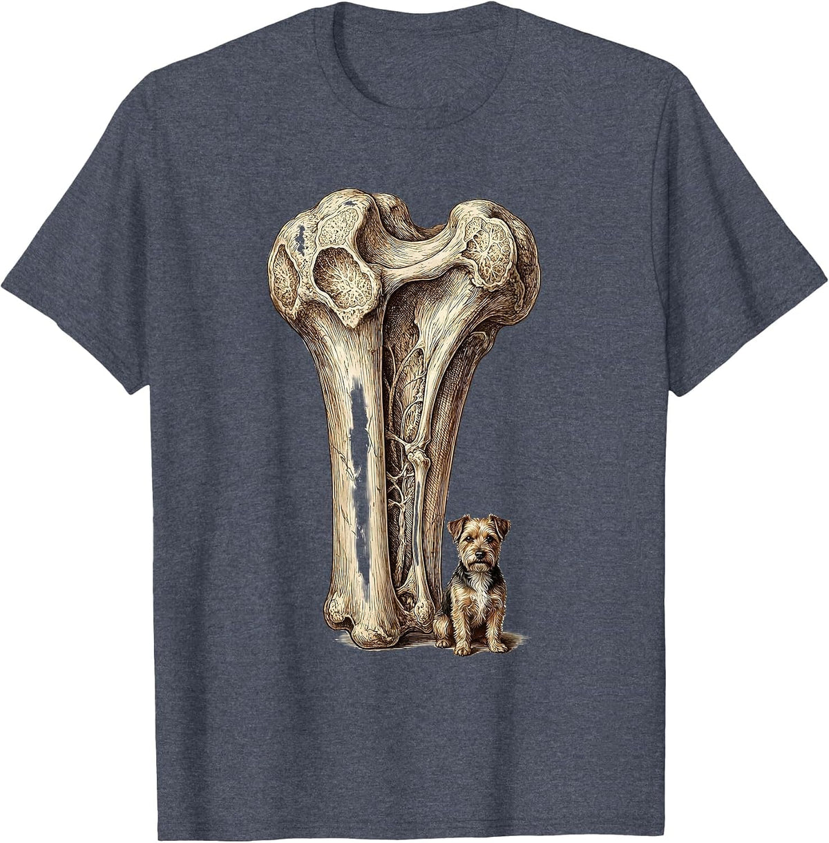 I Found This Humerus Proud Dog Bone Illustration T-Shirt - Heather Blue