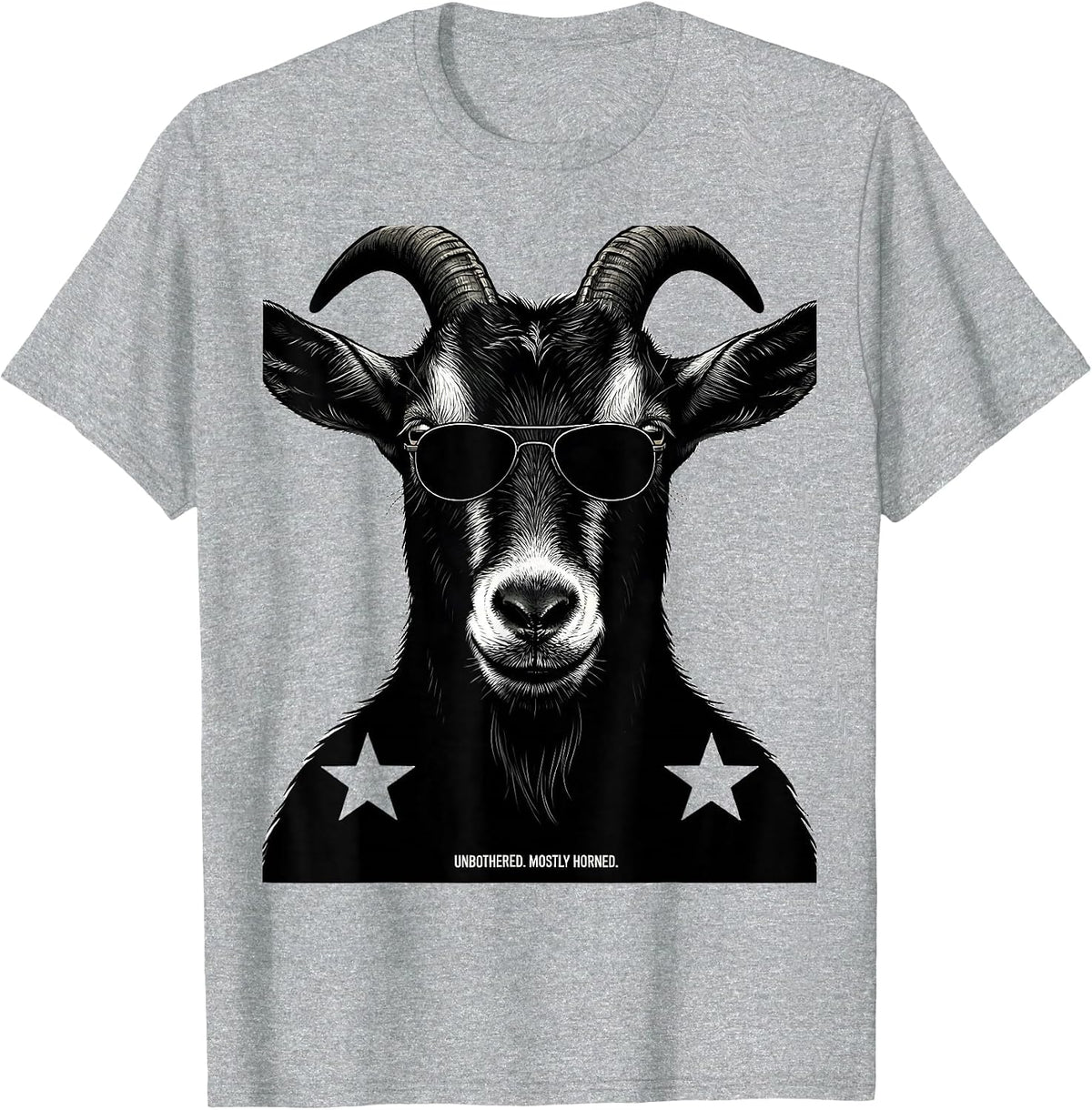 Men's Unbothered Mostly Horned Silhouette Goat with Sunglasses T-Shirt - Heather Grey