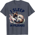 I Sleep In Pajamas Funny Siamese Cat Watercolor Pet Lover T-Shirt - Heather Blue