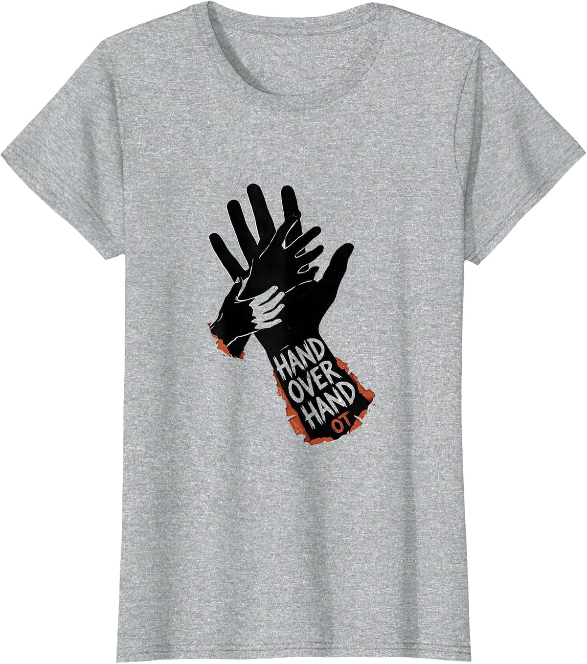 HAND OVER HAND, OT Occupational Therapy Valentine Candy T-Shirt - Heather Grey