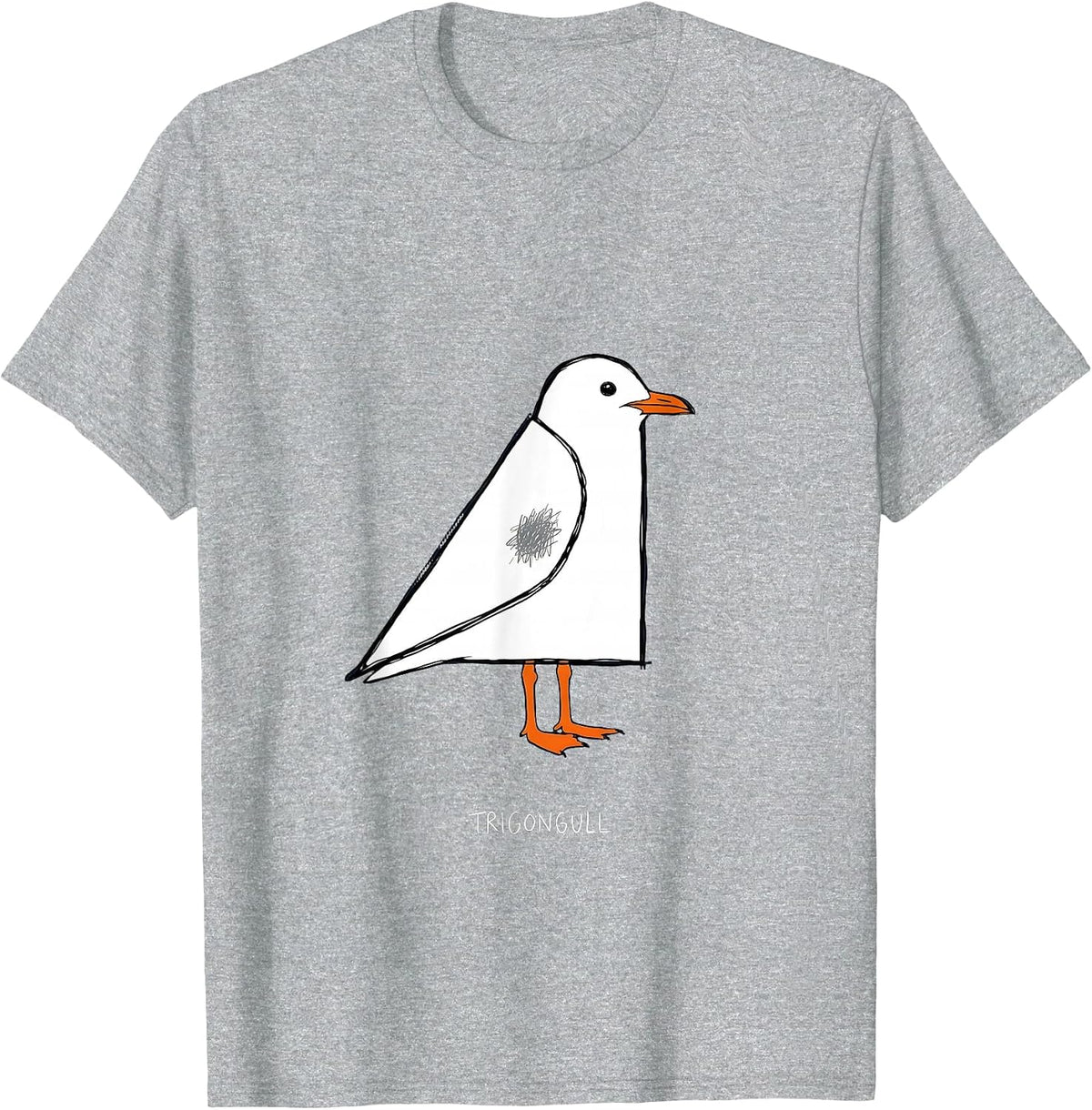Men's TrigonGull Minimalist Math Teacher Bird Pun Funny T-Shirt - Heather Grey
