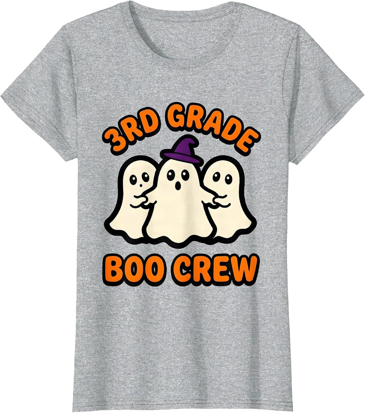 3rd Grade Boo Crew Cartoon Ghost Teacher Halloween Party T-Shirt - Heather Grey