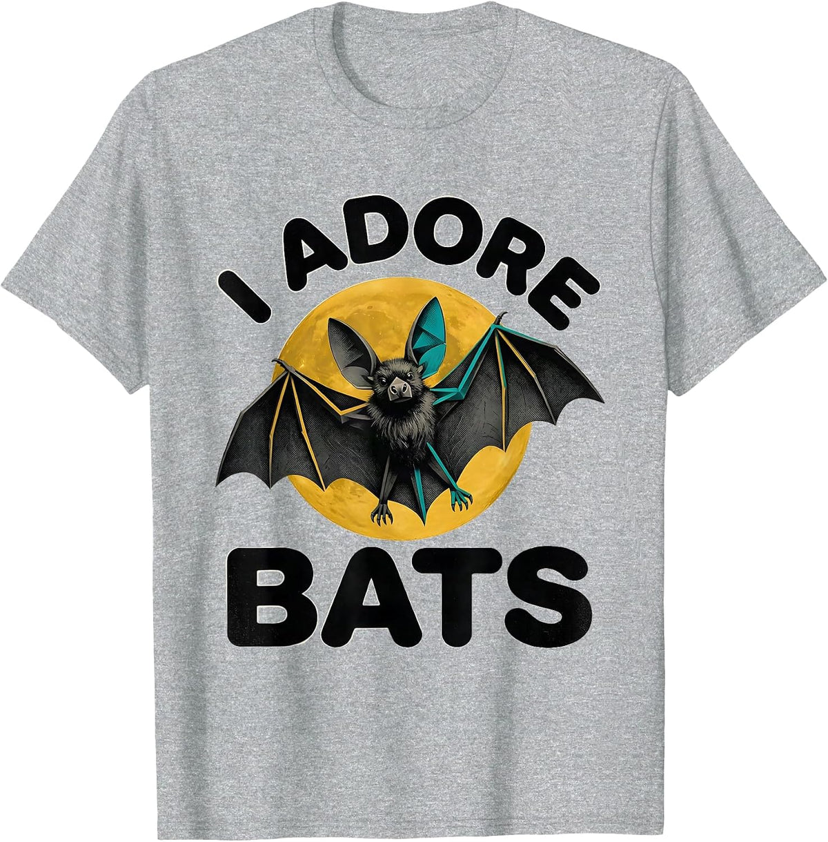 Men's I Adore Bats Midcentury Modern Bat Lover Vintage Graphic T-Shirt - Heather Grey