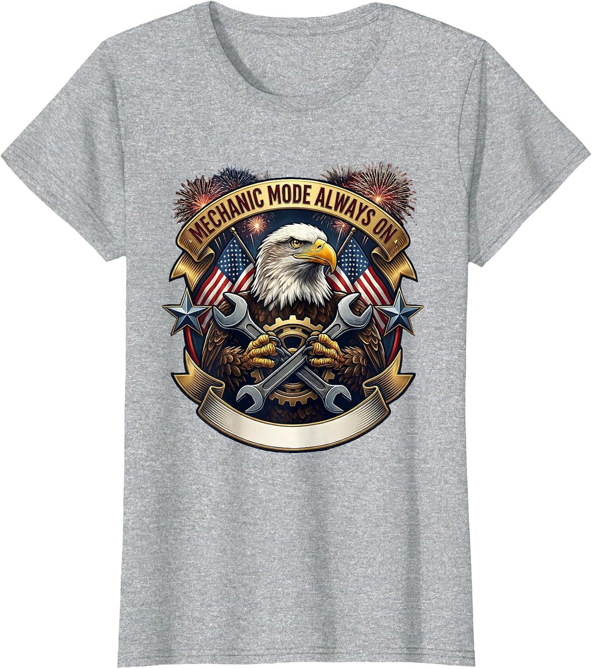 Mechanic Mode Always On Garage Life Design T-Shirt - Heather Grey