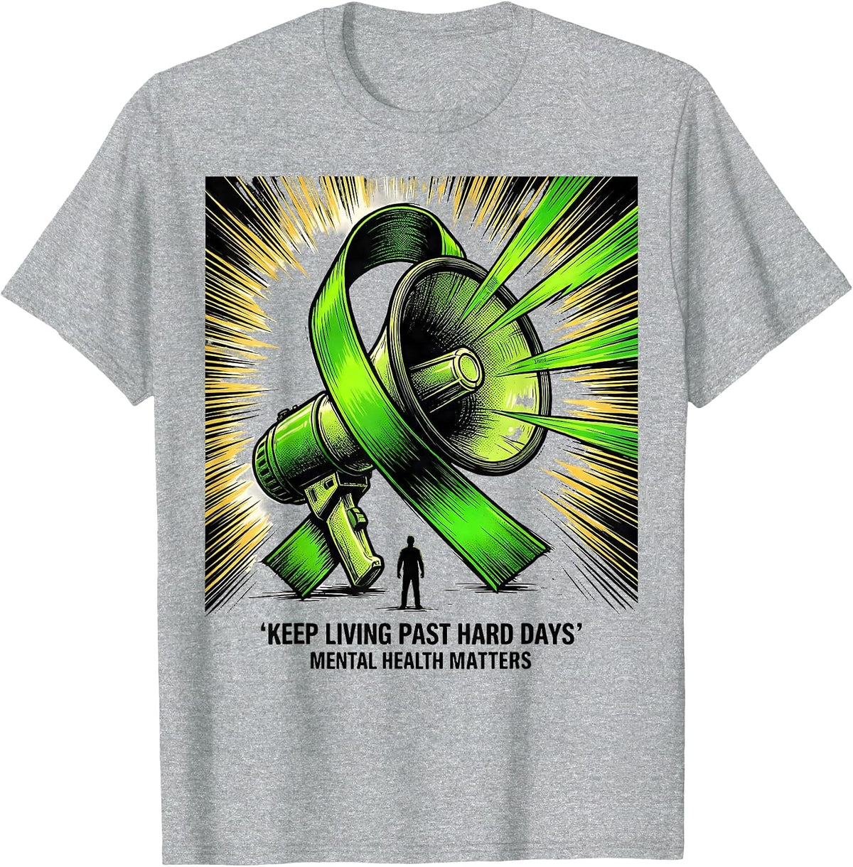 Men's Keep Living Past Hard Days Mental Health Matters T-Shirt - Heather Grey