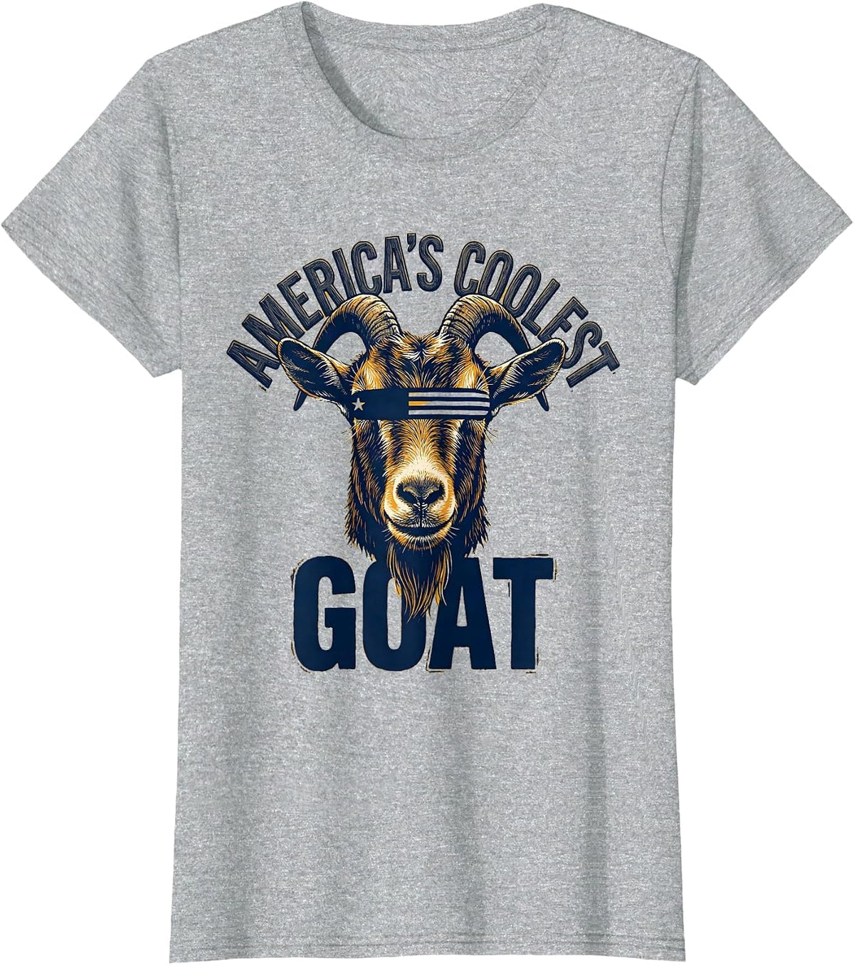 America's Coolest GOAT Funny Goat Humor Patriotic Novelty T-Shirt - Heather Grey