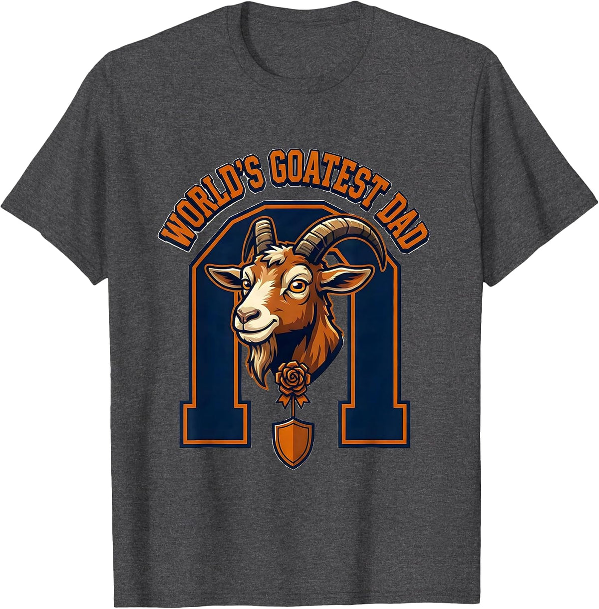 Men's World's Goatest Dad Funny Goat Pun Dad Joke Meme Humor T-Shirt - Dark Heather Grey