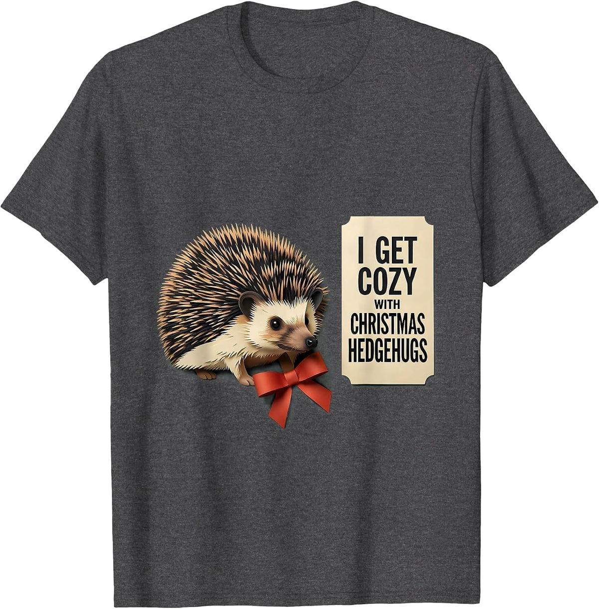 Men's I Get Cozy With Christmas Hedgehugs Cute Hedgehog Animal T-Shirt - Dark Heather Grey
