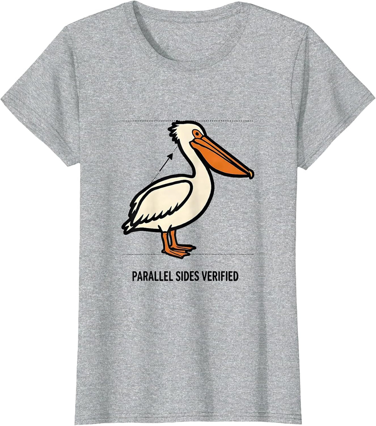 Parallel Sides Verified Cartoon Bird Pun Funny Math Teacher T-Shirt - Heather Grey