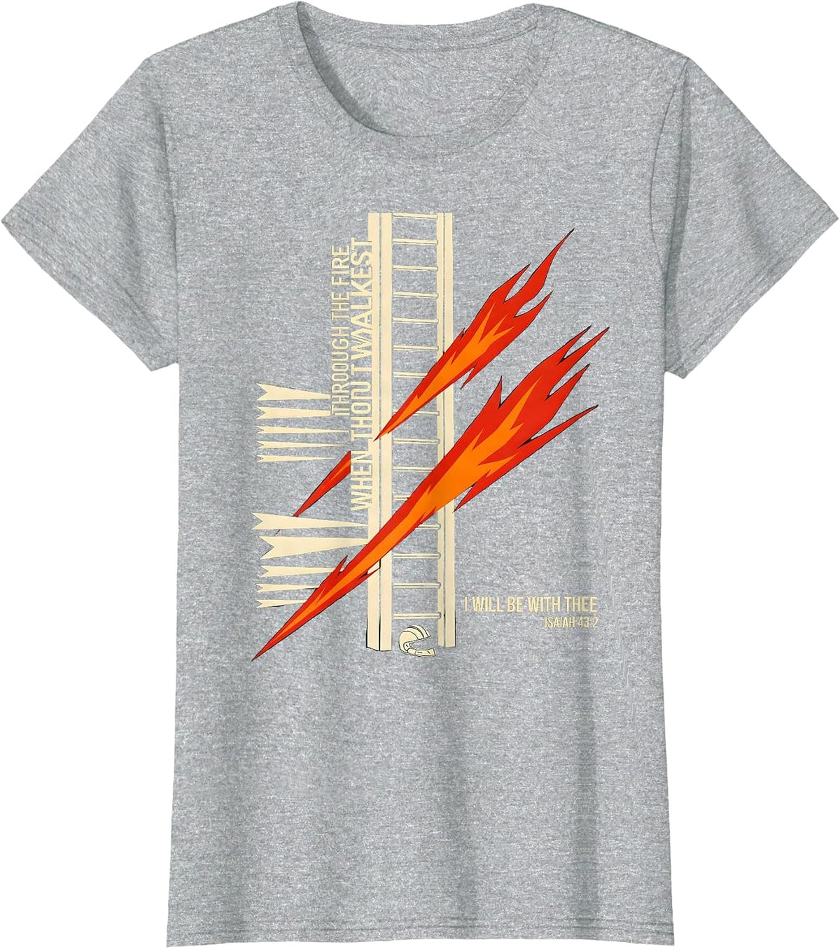 When Thou Walkest Fire Isaiah 43 2 Christian Faith Gift T-Shirt - Heather Grey
