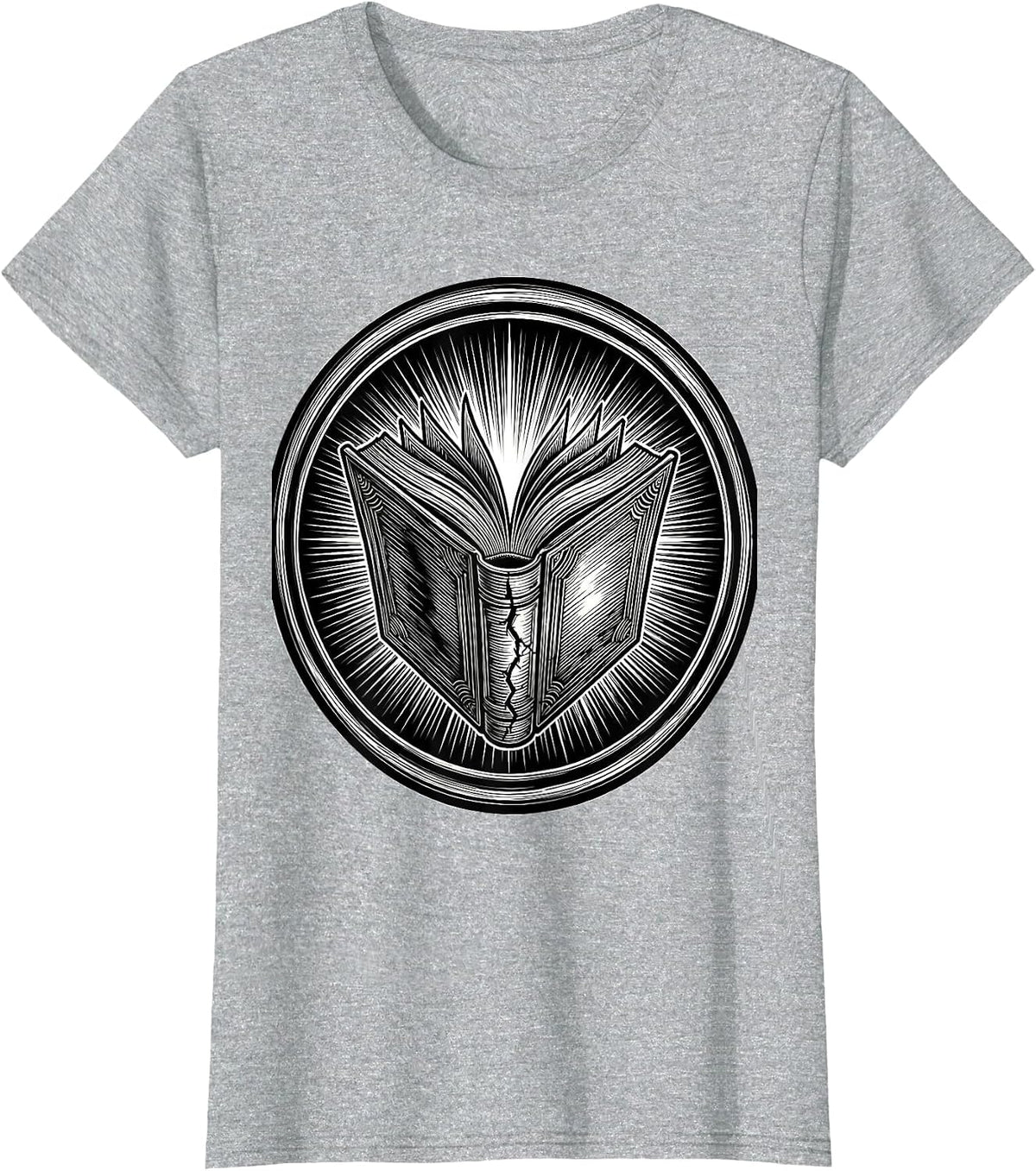 English Teacher Glowing Book Illustration T-Shirt - Heather Grey