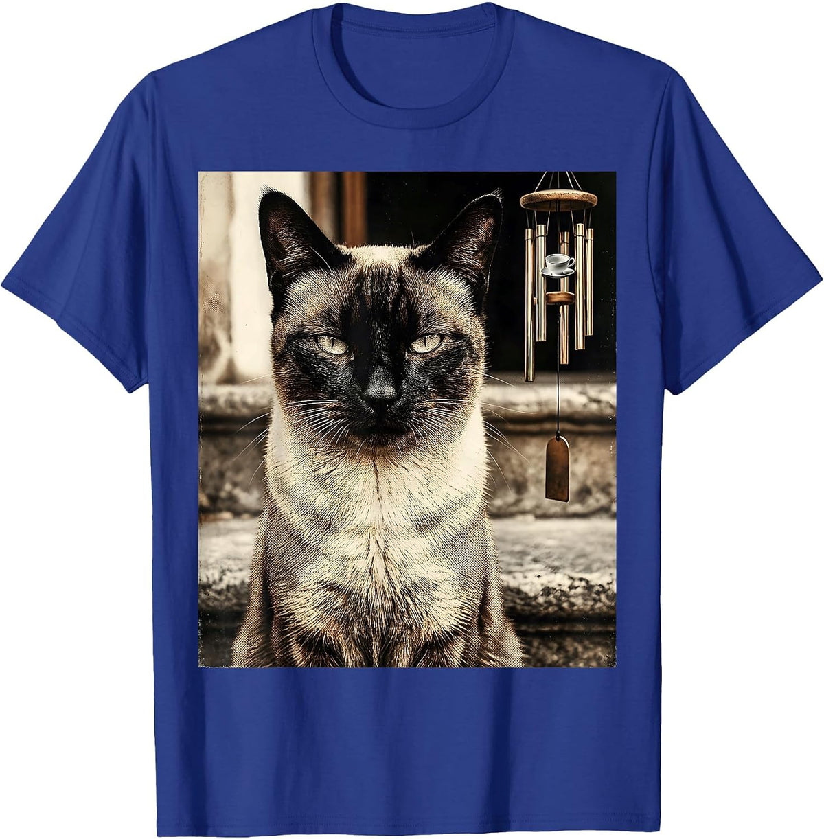 Men's Vintage Siamese Cat UFO Meme Funny Cat Gift T-Shirt - Royal Blue