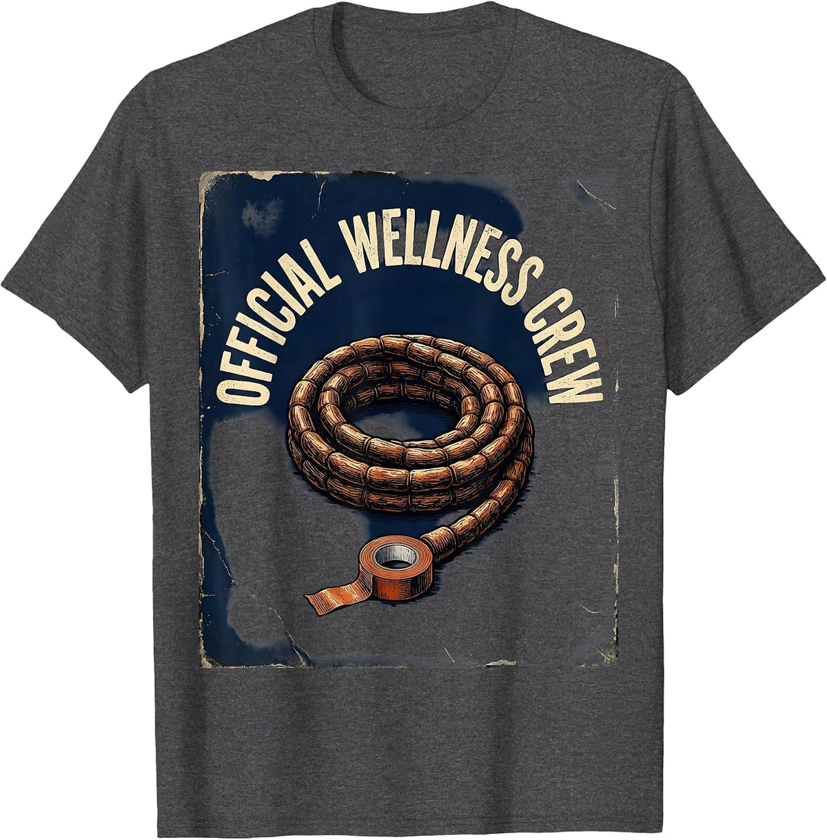 Men's Official Wellness Crew Distressed Health Trainer Coach Staff T-Shirt - Dark Heather Grey